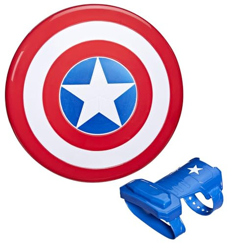 Hasbro Marvel Avengers - Captain America Jouet avec Bouclier Magnétique Blast et Gant - Jeu de Rôle Inspiré des Super-héros, Costume d'halloween, Garçons et Filles à partir de 5 Ans, Multicolore