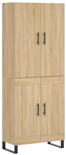 vidaXL Aparador Alto, Alacena Decorativa con Almacenaje, Armario Auxiliar Consola, Mueble para Salón Hogar, Madera Contrachapada Color Roble
