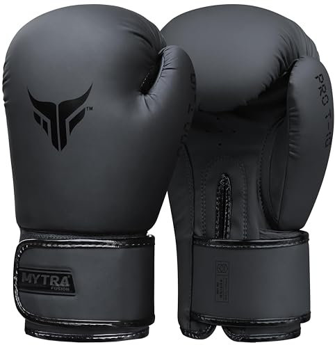 Mytra Fusion Boxhandschuhe Damen Box Handschuhe MMA Training Punching Kickboxhandschuhe (Black, 16-oz)