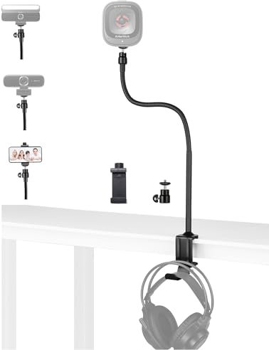 AYIZON 61 cm Webcam-Ständer, Klemmhalterung, drehbarer Webcam-Halter mit Kopfhörerhaken, kompatibel mit AnkerWork C310 B600, Anker PowerConf C200, C300, C302 Webams, 24WCS-AYZ-002
