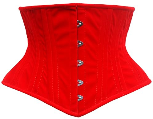 Waspie Corset by Cincnher - Women's Underbust Waist Training Steel Boned Corset (US, Alpha, X-Small, Regular, Red - Velvet)