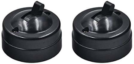 Interruptor de control único retro Superficie de pared montada en la pared redonda de alternancia plana 2pcs, interruptor de llave