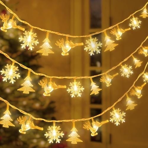 Shinybox Catena Luminosa Decorativa Natalizia, 6M 40 LED Natale Ghirlanda Luminosa, Luci Natalizie Decorative, LED Luci Natalizie a Stringa per Decorazioni Natalizie, Interni ed Esterni