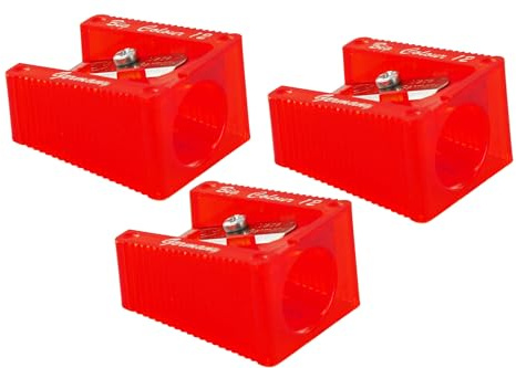 KUM AZ303.60.16-R - Temperino grande, rosso, fino a 12 mm di diametro, 3 temperini per matite grosse