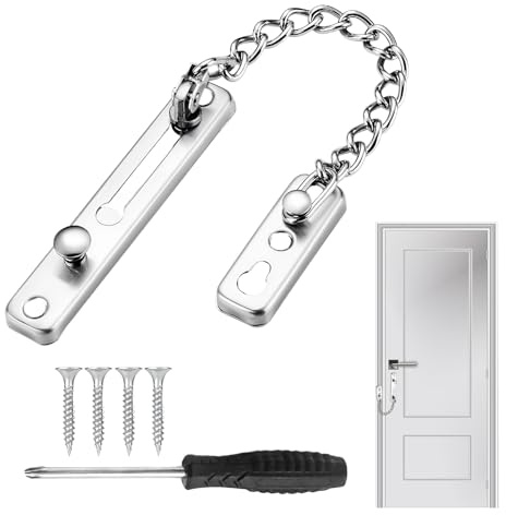 Sariputa Chaîne de sécurité pour porte, serrure en acier inoxydable 304 coulée, protection anti-rayures, avec vis à croix, chaîne antivol pour hôtel, famille, portes intérieures, fenêtres