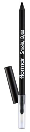 Flormar Smoky Eyes Waterproof Eyeliner 001 Carbon Black, Kajalstift mit Schwamm-Applikator, mattes Finish, hochpigmentiert, wasserfest & wischfest, mit Baumwollsamenöl, für Smokey Eyes, 1,14 g