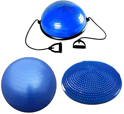 Balance Kit - Home Fitness Pack Oreiller Proprioceptif + Swisse Fit Ball + Half Ball + 3 Outils pour Entraînement Equilibre, Stabilité et proprioception, Ø swisse ball 75 cm