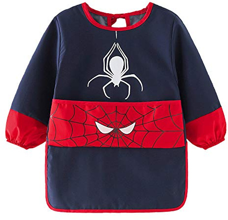 NAMIS Grembiule Pittura Bambini, Grembiule da Gioco 5-7 Anni, Grembiulino Impermeabile Scuola Maniche Lunghe con Tasche - Pittura, Cucina, Scuola, casa