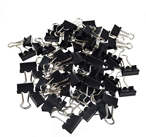 kuou LEZQHB 72pcs Binder Clips, 15mm Black Office Paper Clip, Foldback Clips Clamp Binder Clips for Office Home Supplies