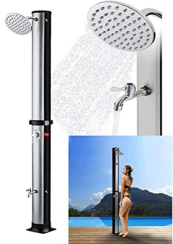 CanKun Solardusche 35L, Gartendusche Max. 60°C Solardusche Garten Mit Integriertem Thermometer & Fußdusche Gartendusche Solar Gartendusche Aussendusche