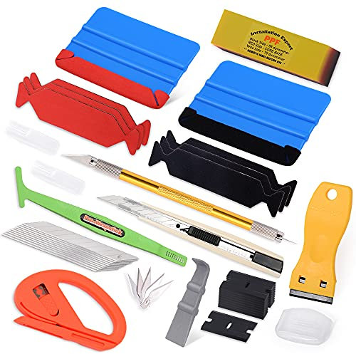 FOSHIO Folierungs Werkzeug Auto Folierung Set Vinyl Wraps Tool Folie Werkzeuge Micro Rakel Schaber skalpell 9mm Cuttermesser Cutterklingen für Car Wrapping Folie