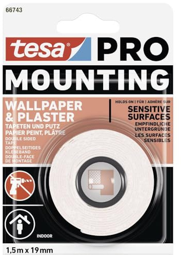 tesa Mounting PRO Tapete & Putz 66743-00000-00 Montageband Weiß (L x B) 1.5m x 19mm 1St.
