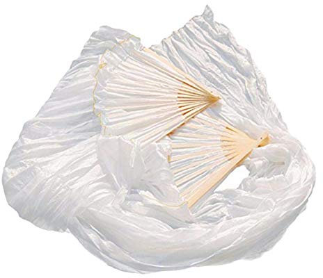 Barabesty 100% Seide, Unisex, chinesische Seide, Schleier, Tanzfans, 1 Stück, Bauchtanz-Fächer, 180 x 90 cm
