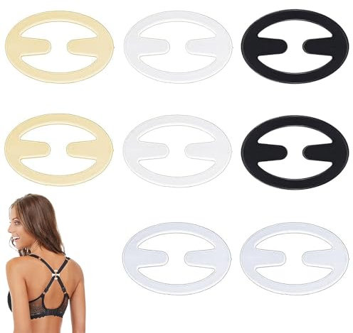 8 Stück BH Träger Clip Rücken, BH Clips Für BH Träger Rücken, BH Klammer Rücken, BH Clip Rücken, Oval Racerback-BH-Clips Set, Für Damen Frauen (Hautfarbe, Weiß, Schwarz, Transparent)