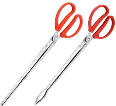 FRCOLOR 2St Schlangenwerkzeug Reptilienwerkzeug schlangenhaken Greifzange grillzubehör Zubehör für Reptilien Reptiliengriff Scherenzange Futterzange Schlangenzange Rostfreier Stahl rot