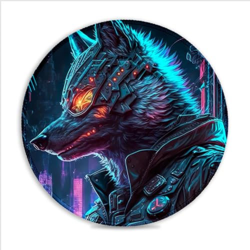 LJSPTU Gaming Mouse Pad wolf human Portable 20x20cm SU Fabric Mouse Pad Non-Slip Base Stitched Edges 360° Smooth Tracking for Esports, Compact for Travel Gaming Setup