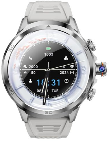 HYYKEJI Montre Intelligente pour Hommes, Smartwatch répondre/Prendre Un Appel, écran sphérique HD 1,95 », caméra HD rotative, Bracelet détachable, Cadeaux pour Hommes
