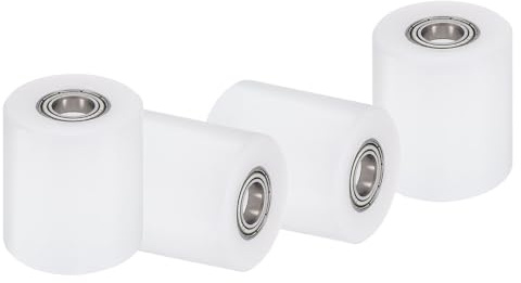 QUARKZMAN 4 Piezas Rueda Guía De Nylon Con Rodamientos 10 X 35 X 40mm (DI X DE X L) Polea Para Correa Plana CNC Polea De Nylon (Blanco)
