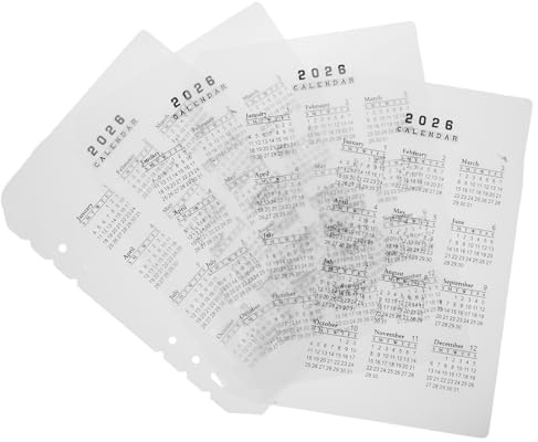 VILLCASE 4 Divisori Per Raccoglitori Con Linguette Inserti Per Cartelle Riutilizzabili Inserti Per Calendario Rimovibili Per Raccoglitori Per Calendario Divisori Per Ufficio