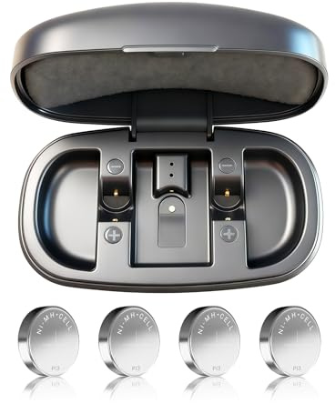 ELICTECH Batteria ricaricabile per apparecchi acustici misura 13 con caricabatterie, stazione di ricarica per apparecchi acustici con batterie ricaricabili a lunga durata