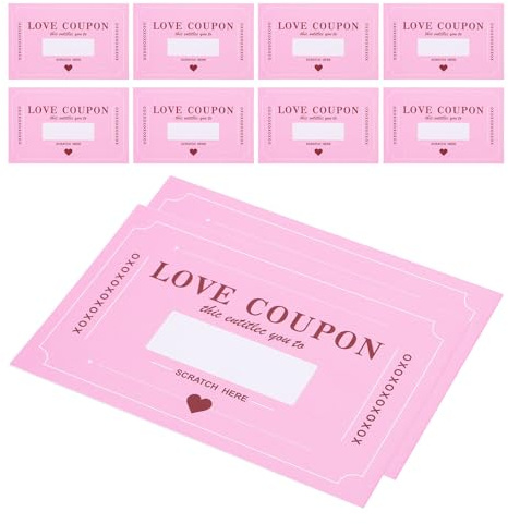 EXQUIMEUBLE Carte da Grattare per Coppie di San, Gioco di Carte Romantico in Carta Rosa, 20 Fogli per Serate Divertenti e Feste a Tema