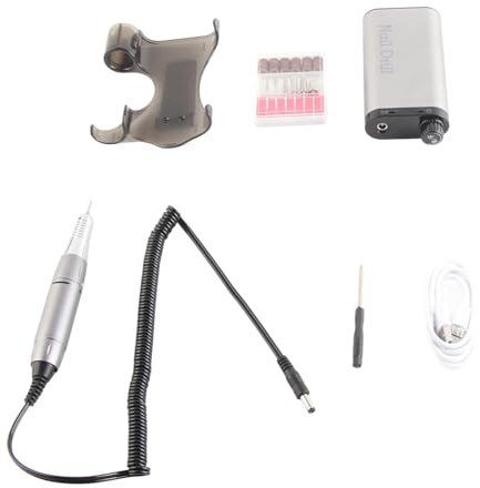 Pongnas Perceuse à Ongles électrique 35 000 Tr/min, Polisseuse à Ongles Portable Rechargeable avec Batterie 4000 MAh et 6 Embouts, pour Manucure Professionnelle, Pédicure, (GRAY)