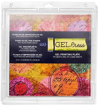 Gel Press Monoprinting Print Plate - 12” X 12” (30.5 X 30.5 cm) Gel Plate - Printmaking Supplies - Reusable Gel Printing Plates for Press Art for Card Making, Scrapbooking, Journaling, Arts & Crafts