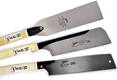 SET MIT 3 JAPANISCHEN 250MM SHOGUN SÄGEN Kataba Dozuki Ryoba Fuchsschwanz Rückensäge Zweiseitensäge