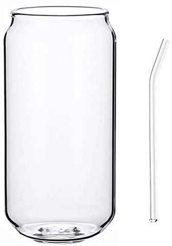 Operitacx 1set Vetro Trasparente Per Bevande Con Cannuccia Tazza Per Latte e Cocktail e Da Usare