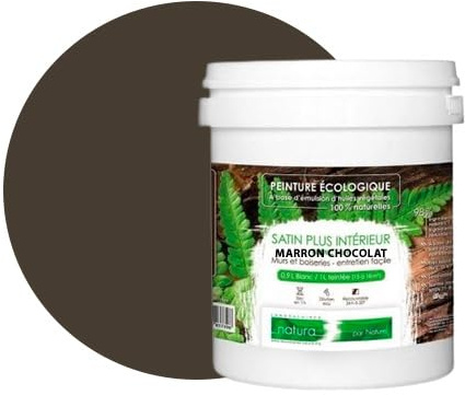 BOX DECO COULEURS Pintura de pared natural ecológica con aspecto satinado interior Natura - 1 L, marrón Chocolate