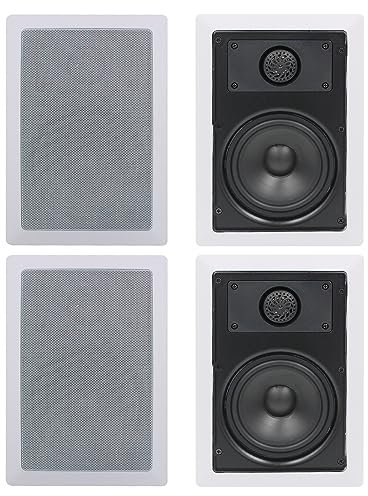 Herdio 5,25 Zoll Bluetooth Einbaulautsprecher, Bündige Montage Sound, kompatibel,Perfekt für Innen und Außenbereich, Schlafzimmer, Wohnzimmer, Heimkino (2 Paar, lackierbares Gitter)