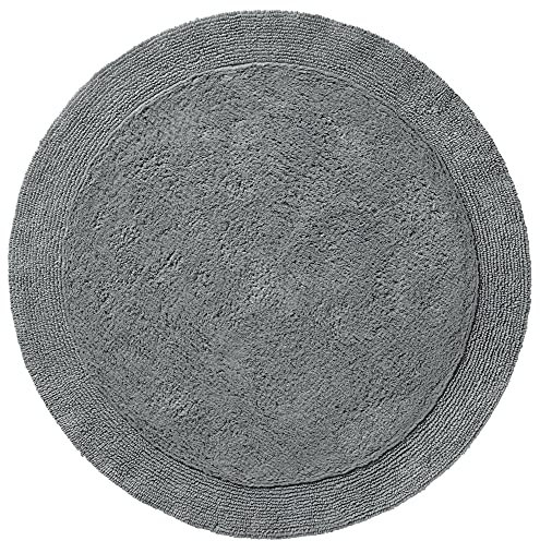 Erwin Müller Badematte, Badteppich Uni Serie Stuttgart grau Größe rund: 90 cm Ø - extra dick, hohe Saugfähigkeit, 100% Baumwolle
