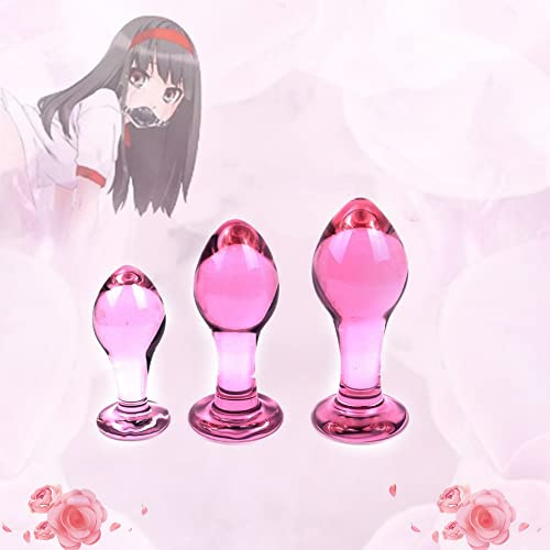 Set med 3 avkopplande rosa kristall massage roterande verktyg, Ānạlês-Plǚḡ
