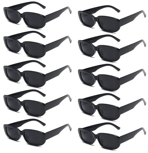 FSMILING 10er Pack Vintage sonnenbrille damen schwarz Sonnenbrillen Set Retro Rechteckige Sonnenbrille Party Brille Für Damen Herren