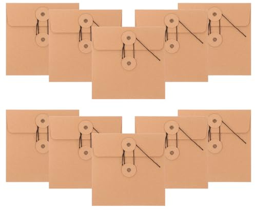 Lurrose 10pièces Lot De Pochettes De Rangement Cd Dvd Papier Kraft Résistant Enveloppes De Stockage Pratique Pour Domicile Et Bureau Protège-disques Réutilisables