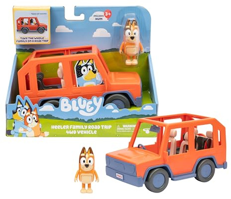 Bluey Heeler Family Road Trip 4WD Vehicle, Includes Articulated Chilli Figure, With Open Roof To Easily Fit 4 Figures Inside, Ideal for all 2.5 Inch Figures (Sold Separately)