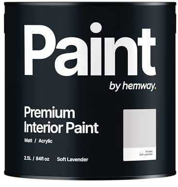 Hemway - Premium Interior Paint - Soft Lavender Purple 2.5 L | Indoor Matt Finish, Acrylic & Water-Based Emulsion | Quick Dry & High Coverage for the Kitchen, Bathroom & Bedroom