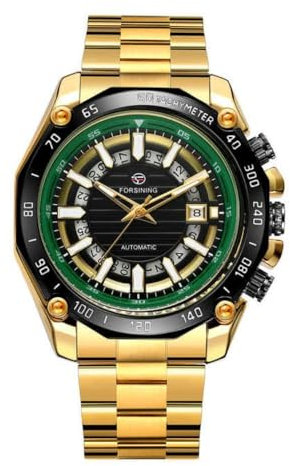 DAXIAOYU Design Zeitgesteuerte Runde Herren automatische mechanische Uhren Herren Luxus Edelstahl wasserdichte Uhr Leuchtzeiger, Gold, Business