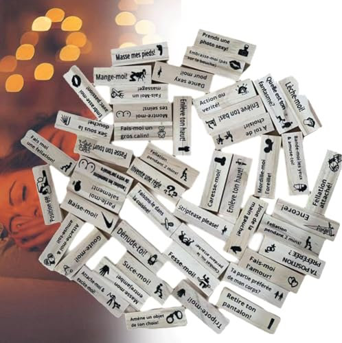 Jeu de Super Coquines Tour de Bloc Love & Naughty - Blocs en Bois de Saint-Valentin pour Adultes, 48 Pièces