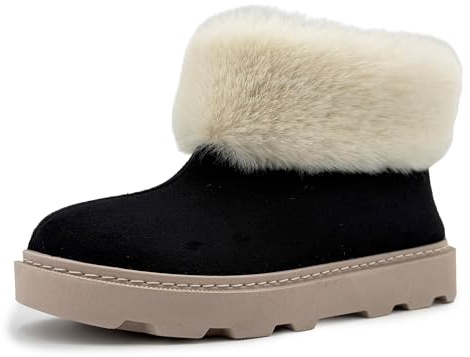 JOMIX Botines Peluche Mujer Caña Baja Plataforma Ligera Suela Gruesa Antideslizante Exterior Afelpado Interior Acolchado Para Casa Y Calle Parquet Días Fríos Regalo ESW2527 Negro 39