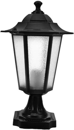 Mikikit Lámpara De Pilar Exterior Hexagonal Pequeña Negra, Farola De Poste Resistente Al Agua Para Jardín y Patio, Luz Decorativa Para Puerta Sin Bombilla, Iluminación Para Espacios Al Aire Libre