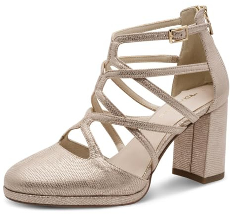 Tamaris Damen Pumps mit Blockabsatz, metallic, 37 EU