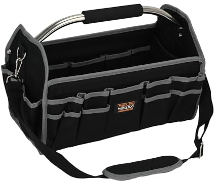 Werkzeugaufbewahrungsbox Geräumige Tasche mit mehreren Fächern, stabilem Griff und verstellbarem Schultergurt | Tragbare Werkzeugaufbewahrung für Profis | Geschenke für Männer