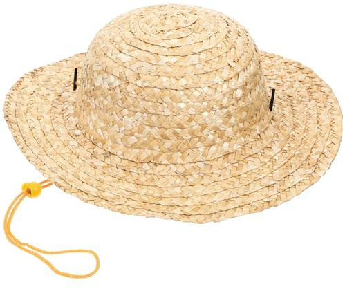 HORIALENCE Sombrero de Paja Beige para Niños, Transpirable y Cómodo, Circunferencia Ajustable 52-56cm, Adecuado para Playa y Jardinería en Verano