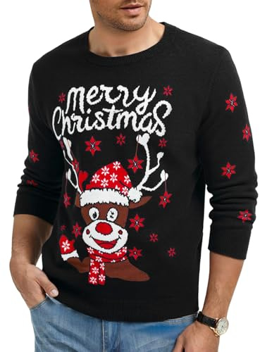 Wayleb Jersey Navideño Hombre Manga Larga Suéter de Navidad para Hombre Pullover de Punto Jersey Sudaderas Sweater Invierno