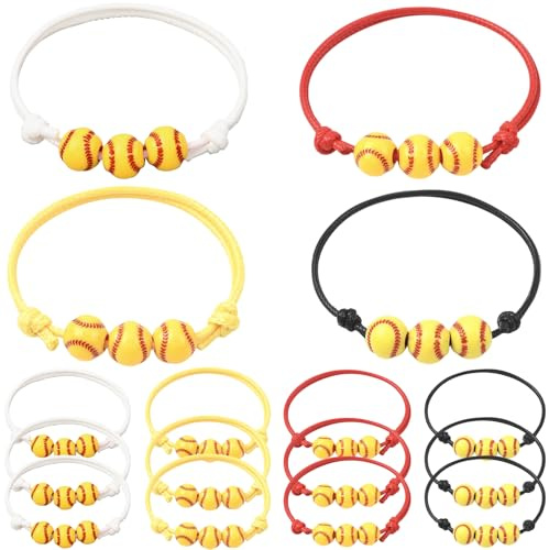 SOFPLATE 1 låda 20 st softboll berlockarmband justerbara sportarmband med söta softboll pärlor lag anda armband för gåva födelsedag examen fest gynnar motiverande lag smycken tillbehör