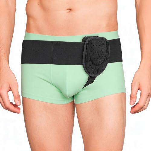 H3 Ceinture Herniaire Inguinale Homme - Compression de l'Aine - Discrète | Sangle Réglable du S au XL, Conçue avec des Experts Médicaux, Convient Aussi au Soutien Fémoral et Scrotal - Noir
