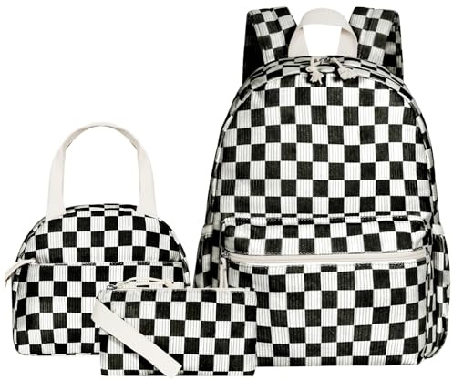 HowFly Corduroy Kids Backpack 3-in-1 Set 15 with Lunch Box School Bag | Corduroy 3-in-1 set for elementary middle school, 15-inch backpack, insulated lunch bag, pencil case, back to school gift