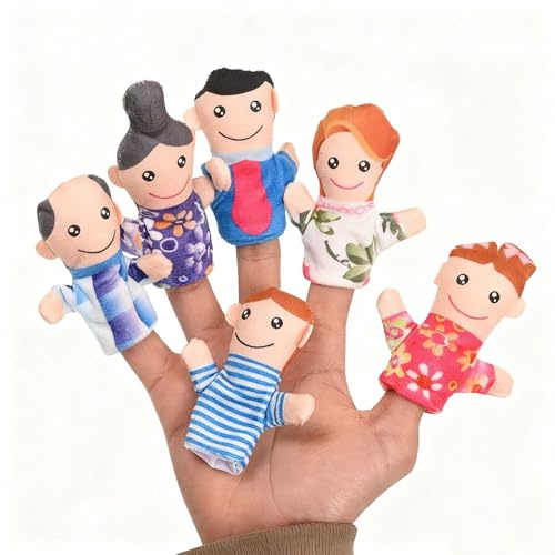 LLTCMYGS Set de Juguetes de 6 Títeres de Dedos Montessori Mini, Títeres de Dedos Interactivos para Juego de rol Padres e Hijos