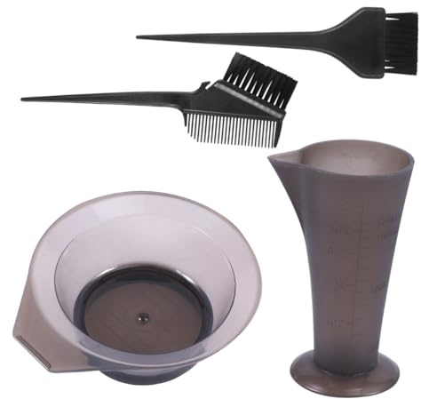 Ipetboom Kit de Tinte Cabello 4 Piezas Cuenco, Taza Medidora y Pincel de Plástico Resistente, Colores Surtidos, Adecuado para Uso en Salón y Hogar, Accesorios para Teñir el Cabello Fácil